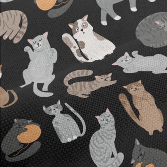 Hand Drawn Leisurely Cat Performance Linen