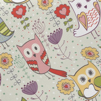 Various Colorful Owls Twill