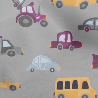 Yellow And Purple Cars Micro Fleece