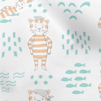 Hand Drawn Textured Cat And Fi Micro Fleece