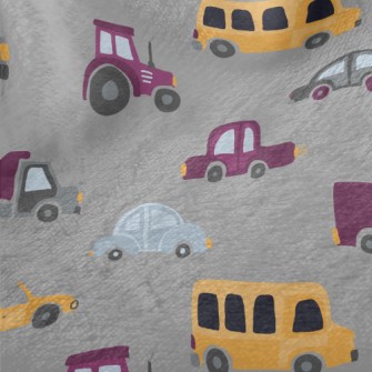 Yellow And Purple Cars Minky