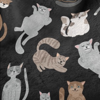 Hand Drawn Leisurely Cat Minky
