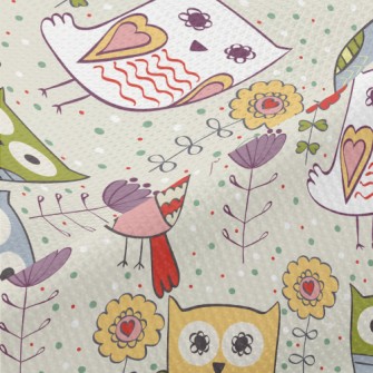 Various Colorful Owls Piqué
