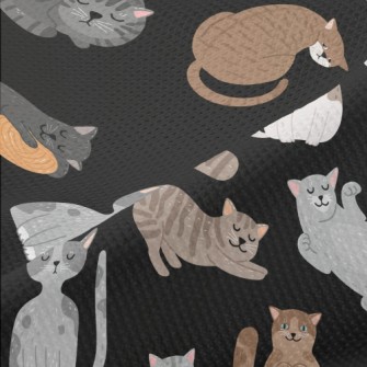 Hand Drawn Leisurely Cat Piqué
