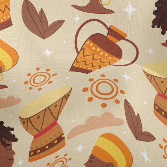 Africans And Ethnic Pottery Lightweight Performance Linen