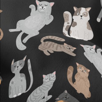 Hand Drawn Leisurely Cat Lightweight Performance Linen