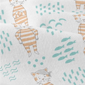 Hand Drawn Textured Cat And Fi Modern Jersey