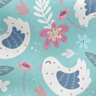 Gorgeous And Delicate Birds An Jersey Backed Fleece