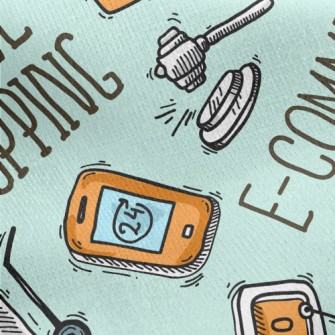 Modern Online Shopping Pattern Jersey Backed Fleece