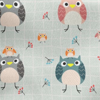 Colorful Silly Owl Jersey Backed Fleece