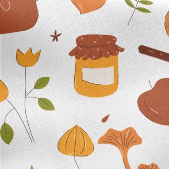 Autumn Hand Drawn Pattern Jersey Backed Fleece