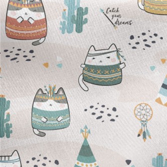 Cute Indian Cat Jersey Backed Fleece