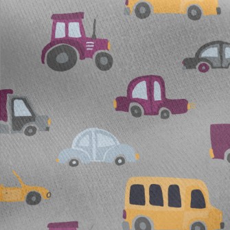 Yellow And Purple Cars Jersey Backed Fleece