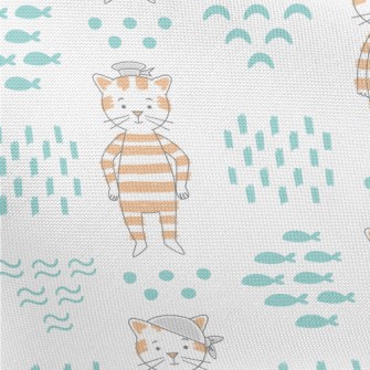 Hand Drawn Textured Cat And Fi Pongee