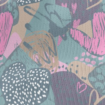 Colorful Messy Love Pattern Stretch Jersey