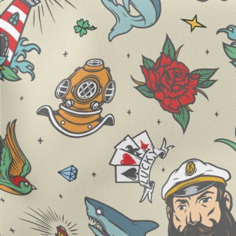 Retro Nautical And Captain&#39 Lightweight Cotton Poplin