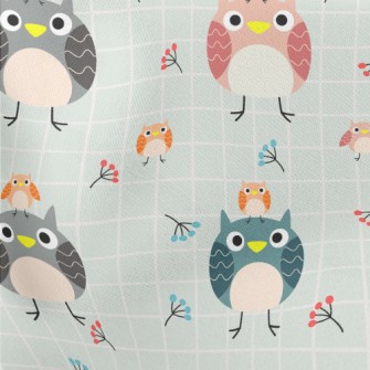 Colorful Silly Owl Lightweight Cotton Poplin
