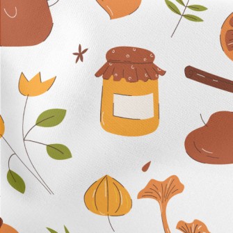 Autumn Hand Drawn Pattern Lightweight Cotton Poplin