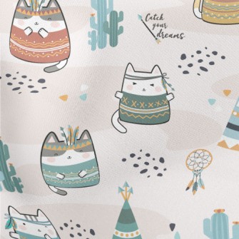 Cute Indian Cat Lightweight Cotton Poplin