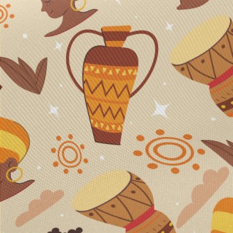 Africans And Ethnic Pottery Midweight Cotton Poplin