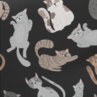 Hand Drawn Leisurely Cat Midweight Cotton Poplin