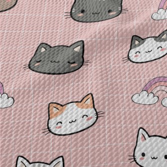 Kawaii Kitten Birdseye Piqué