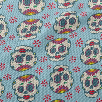 Retro Red Lips Skull Birdseye Piqué