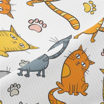 Happy And Sad Little Cat Piqué