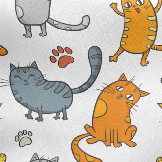 Happy And Sad Little Cat Jersey Backed Fleece