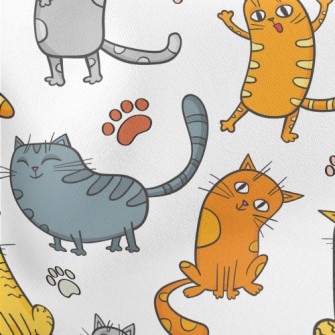 Happy And Sad Little Cat Lightweight Cotton Poplin