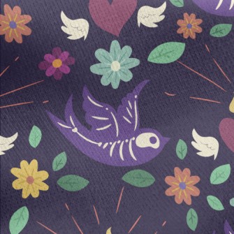 Flying Skeleton Bird Jersey Backed Fleece