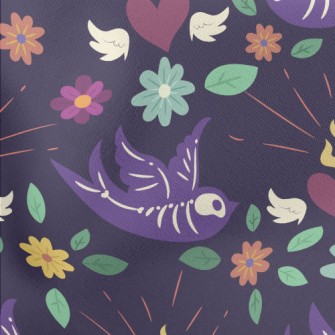 Flying Skeleton Bird Lightweight Cotton Poplin