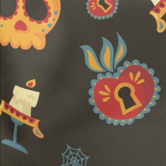 Candle Lock Day Of The Dead Lightweight Cotton Poplin