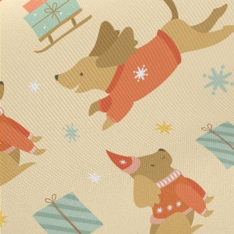 Christmas Sweater Dachshund Midweight Cotton Poplin