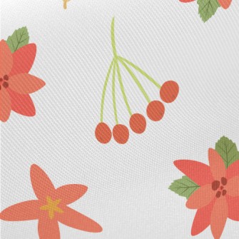Christmas Red Berries Midweight Cotton Poplin
