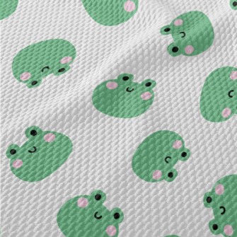 Cute Frog Smiling Face Birdseye Piqué