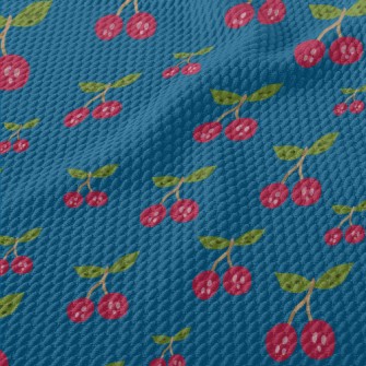 Hand Drawn Cherry Pattern Birdseye Piqué