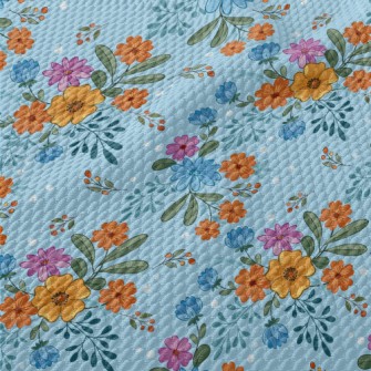 Cartoon Flowers Birdseye Piqué