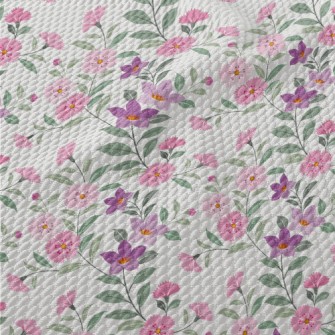 Cherry Blossoms With Purple Fl Birdseye Piqué