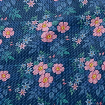 Hand Painted Watercolor Flower Birdseye Piqué