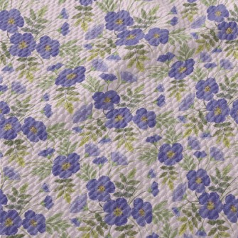 Blue Purple Flowers Birdseye Piqué
