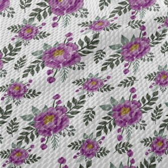 Watercolor Purple Roses Birdseye Piqué