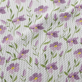 Cartoon Purple Flowers Birdseye Piqué