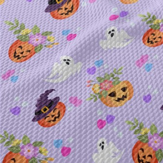 Cute Pumpkin And Ghost Birdseye Piqué