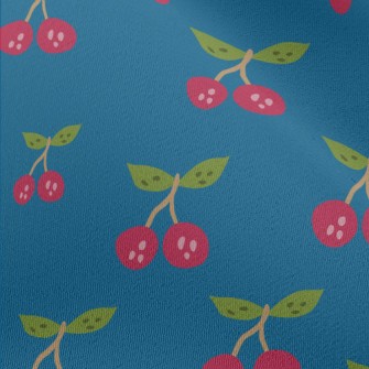 Hand Drawn Cherry Pattern Chiffon