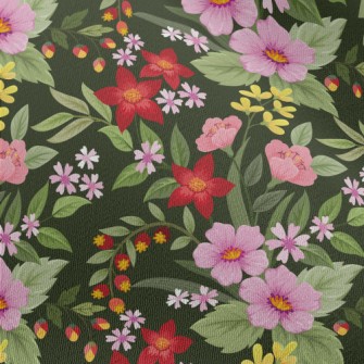 Red Pink Flowers Chiffon