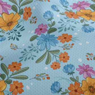 Cartoon Flowers Athletic Mesh Flat Back