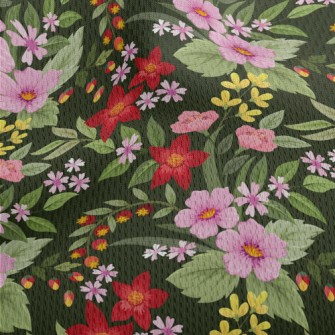 Red Pink Flowers Athletic Mesh Flat Back