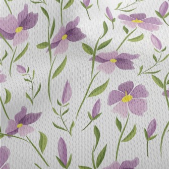 Cartoon Purple Flowers Athletic Mesh Flat Back