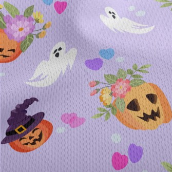 Cute Pumpkin And Ghost Athletic Mesh Flat Back